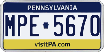 PA license plate MPE5670