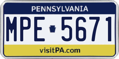 PA license plate MPE5671