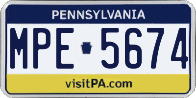 PA license plate MPE5674