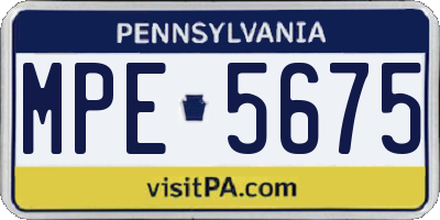 PA license plate MPE5675