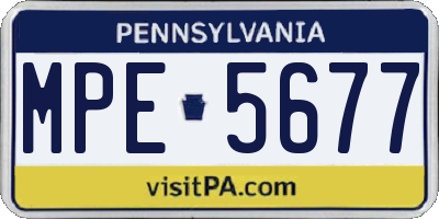 PA license plate MPE5677