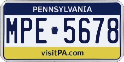 PA license plate MPE5678
