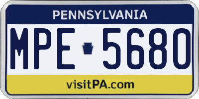 PA license plate MPE5680