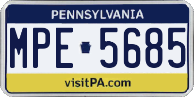 PA license plate MPE5685