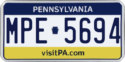 PA license plate MPE5694