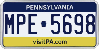 PA license plate MPE5698