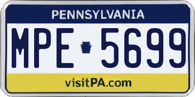 PA license plate MPE5699