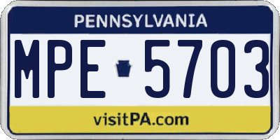 PA license plate MPE5703