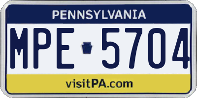 PA license plate MPE5704