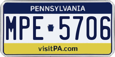 PA license plate MPE5706