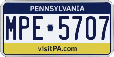 PA license plate MPE5707