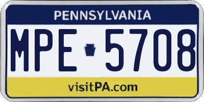 PA license plate MPE5708