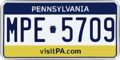 PA license plate MPE5709