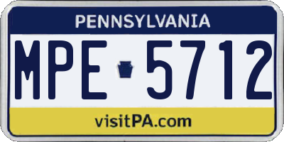 PA license plate MPE5712