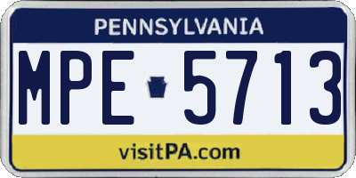PA license plate MPE5713
