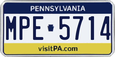 PA license plate MPE5714