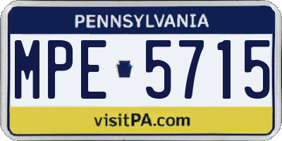 PA license plate MPE5715