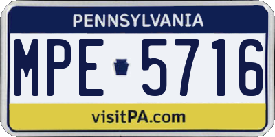 PA license plate MPE5716