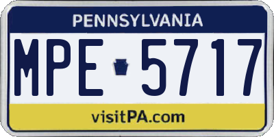 PA license plate MPE5717