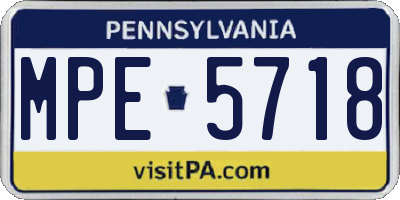 PA license plate MPE5718