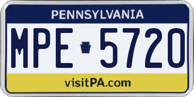 PA license plate MPE5720