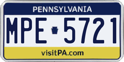 PA license plate MPE5721