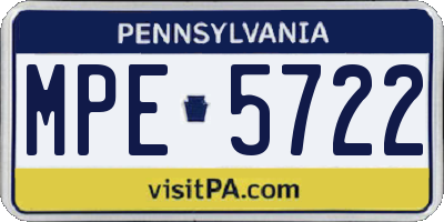 PA license plate MPE5722