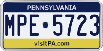 PA license plate MPE5723
