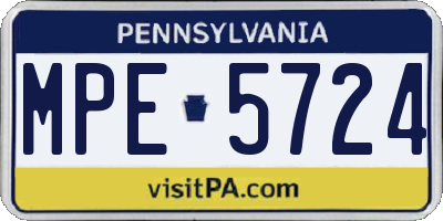 PA license plate MPE5724