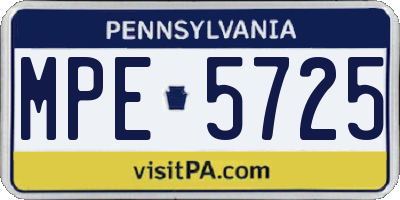 PA license plate MPE5725