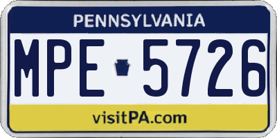 PA license plate MPE5726