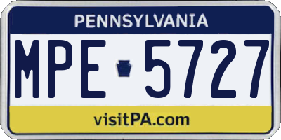 PA license plate MPE5727
