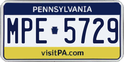 PA license plate MPE5729