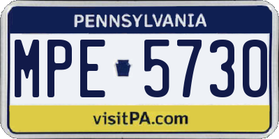 PA license plate MPE5730