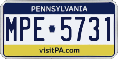PA license plate MPE5731