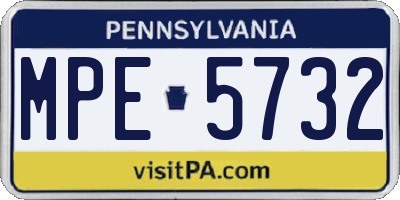 PA license plate MPE5732