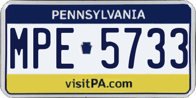 PA license plate MPE5733