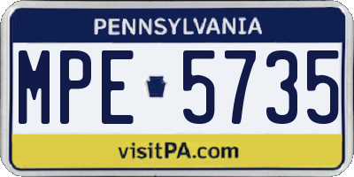 PA license plate MPE5735