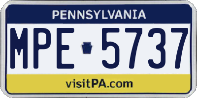 PA license plate MPE5737