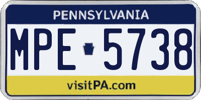 PA license plate MPE5738