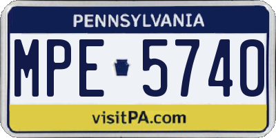 PA license plate MPE5740