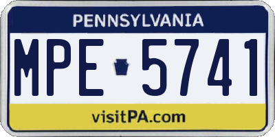 PA license plate MPE5741