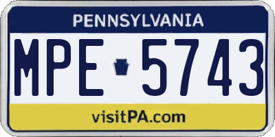 PA license plate MPE5743