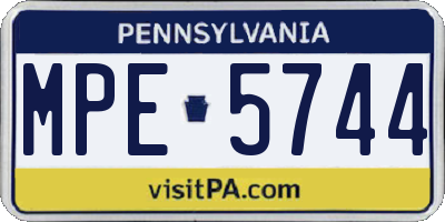 PA license plate MPE5744