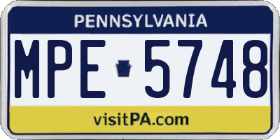 PA license plate MPE5748