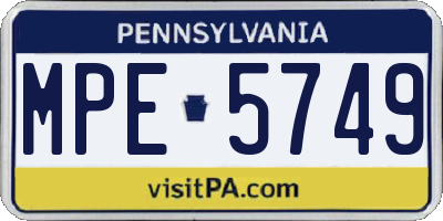 PA license plate MPE5749