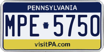 PA license plate MPE5750