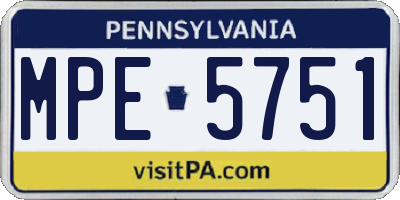 PA license plate MPE5751