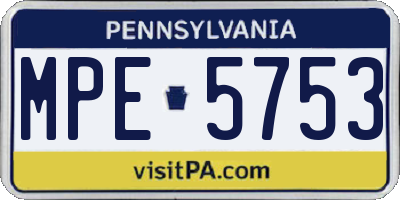 PA license plate MPE5753