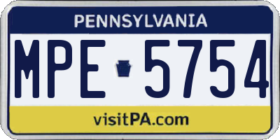 PA license plate MPE5754